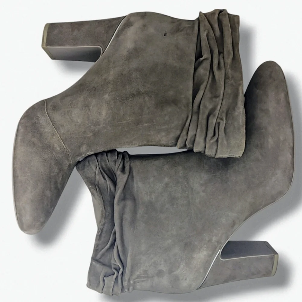 DKNY | Sabel Grey Suede Ultra High Ankle Bootie Heels Women's Size 10 - Picture 6 of 9